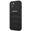 Mercedes-AMG AMHCP14MGSEBK Funda rígida para Apple iPhone 14 Plus / 15 Plus, Leather Debossed Lines, negra