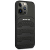 Mercedes-AMG AMHCP14XGSEBK Funda rígida para Apple iPhone 14 Pro Max, Leather Debossed Lines, negra
