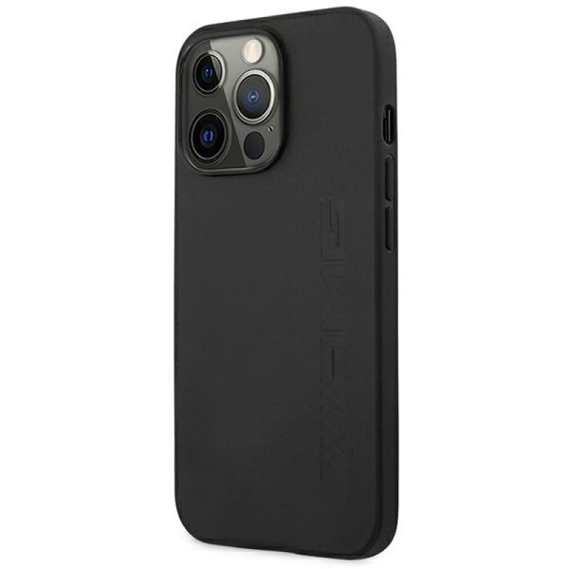 Mercedes-AMG AMHCP14XDOLBK Funda rígida para Apple iPhone 14 Pro Max, Leather Hot Stamped, negra