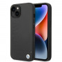 BMW BMHMP14SSLLBK Funda rígida para Apple iPhone 14, Signature Logo Imprint MagSafe, negra