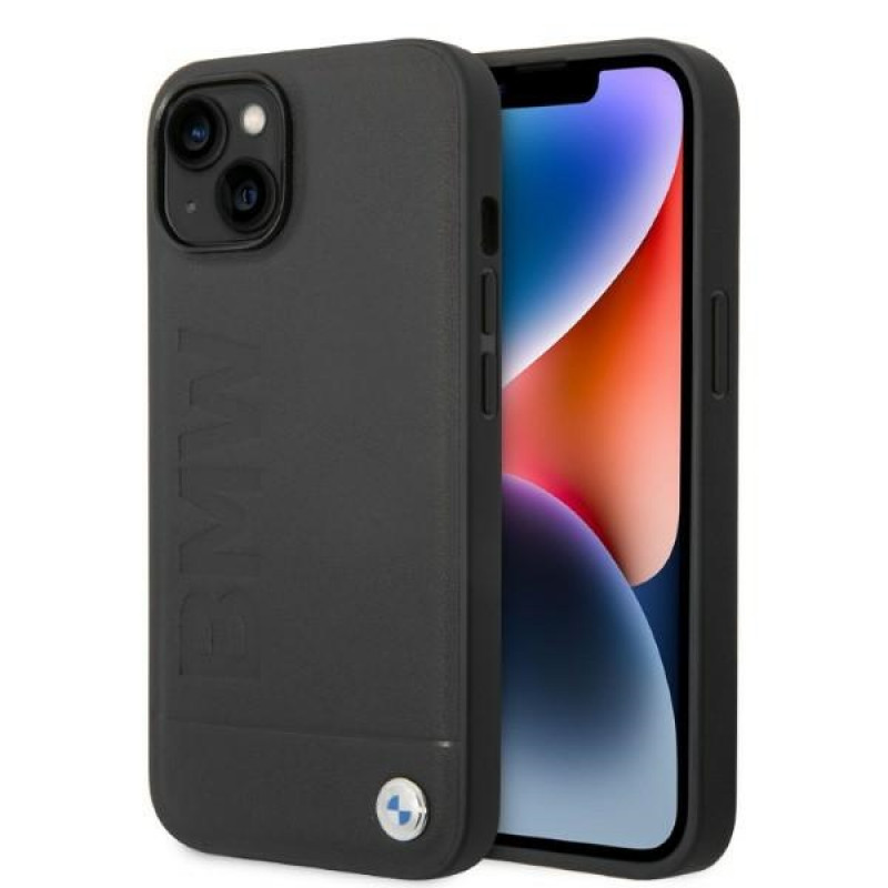 BMW BMHMP14SSLLBK Funda rígida para Apple iPhone 14, Signature Logo Imprint MagSafe, negra