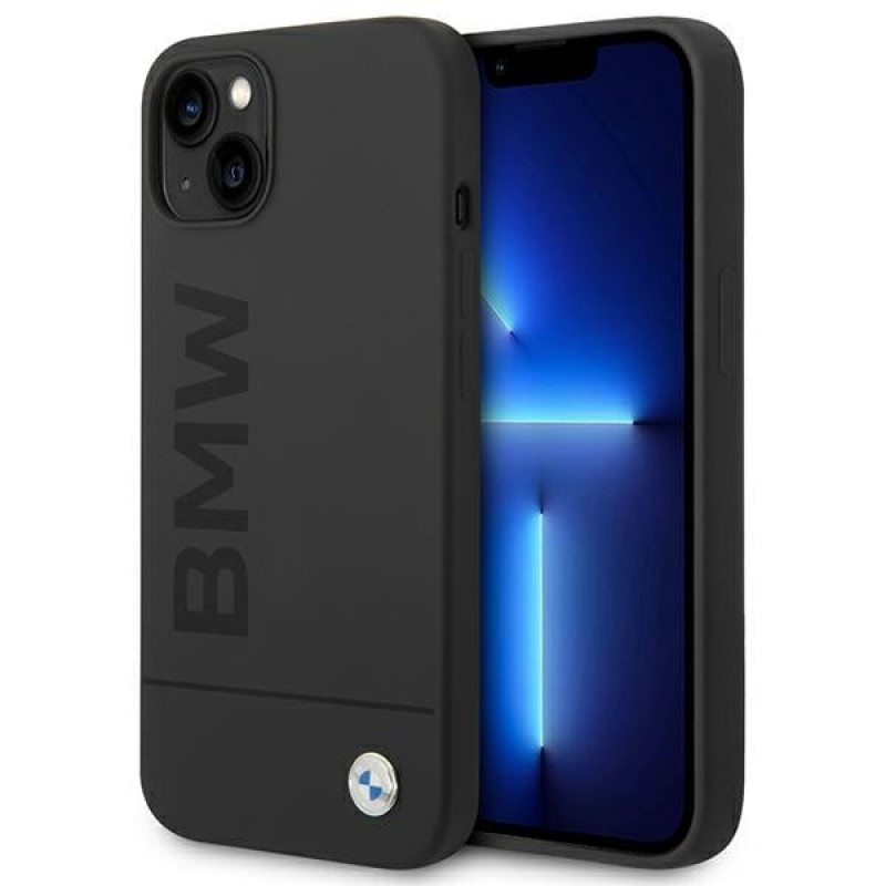 BMW BMHMP14MSLBLBK Funda rígida para Apple iPhone 14 Plus / 15 Plus, Silicona Signature Logo MagSafe, negra