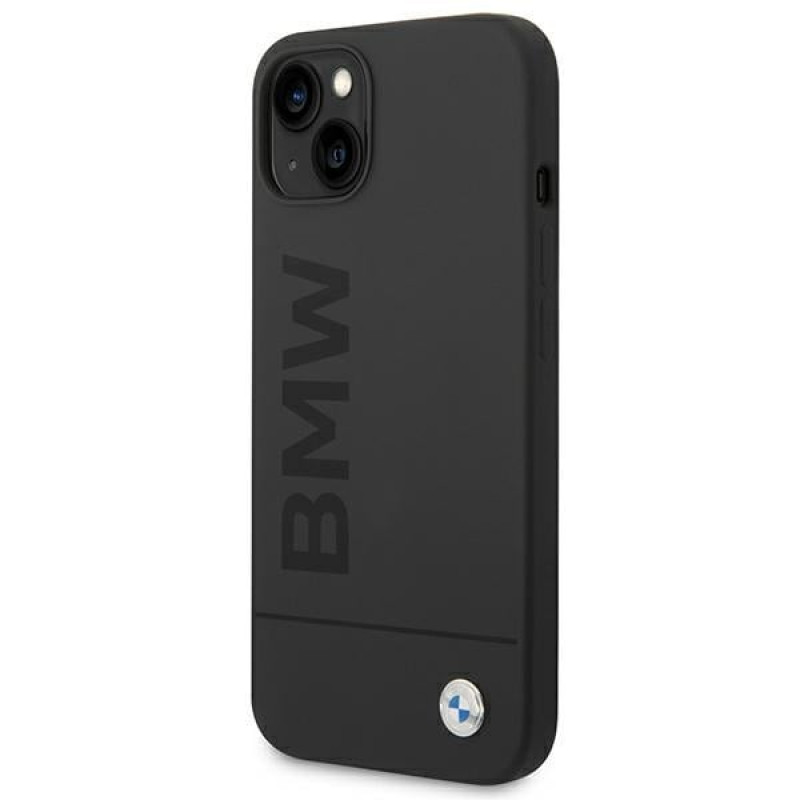 BMW BMHMP14MSLBLBK Funda rígida para Apple iPhone 14 Plus / 15 Plus, Silicona Signature Logo MagSafe, negra