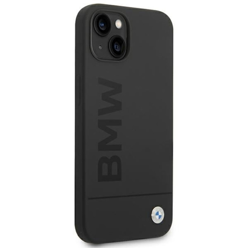 BMW BMHMP14MSLBLBK Funda rígida para Apple iPhone 14 Plus / 15 Plus, Silicona Signature Logo MagSafe, negra