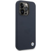 Funda BMW BMHMP14XSILNA para Apple iPhone 14 Pro Max, Silicona Metal Logo MagSafe, azul marino