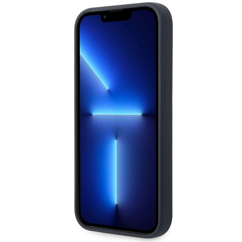Funda BMW BMHMP14XSILNA para Apple iPhone 14 Pro Max, Silicona Metal Logo MagSafe, azul marino