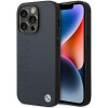 BMW BMHMP14XSLLNA Funda rígida para Apple iPhone 14 Pro Max, Leather Hot Stamp MagSafe, azul marino