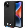 Funda BMW BMHMP14S22PTDK para Apple iPhone 14, Leather Stamp Tricolor MagSafe, negra