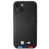 Funda BMW BMHMP14S22PTDK para Apple iPhone 14, Leather Stamp Tricolor MagSafe, negra