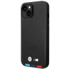Funda BMW BMHMP14M22PTDK para Apple iPhone 14 Plus / 15 Plus, Leather Stamp Tricolor MagSafe, negra