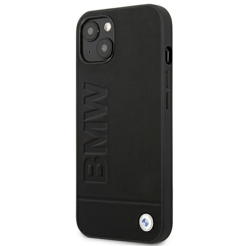 Funda BMW BMHCP14MSLLBK para Apple iPhone 14 Plus / 15 Plus, Leather Stamp, negra