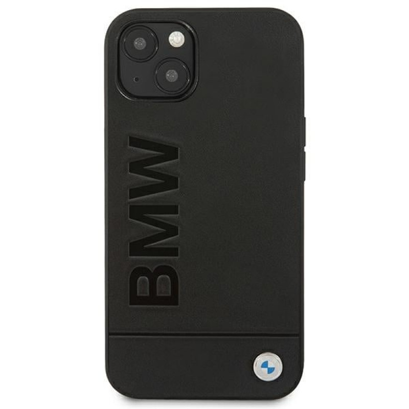 Funda BMW BMHCP14MSLLBK para Apple iPhone 14 Plus / 15 Plus, Leather Stamp, negra