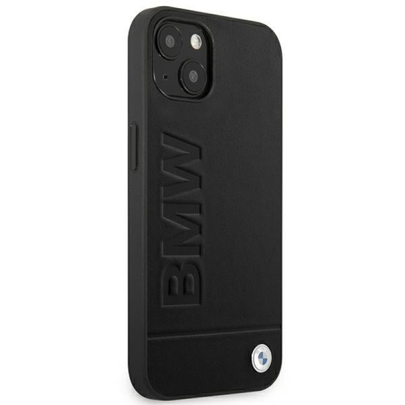 Funda BMW BMHCP14MSLLBK para Apple iPhone 14 Plus / 15 Plus, Leather Stamp, negra