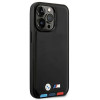 Funda BMW BMHMP14X22PTDK para Apple iPhone 14 Pro Max, Leather Stamp Tricolor MagSafe, negra