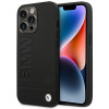 BMW BMHCP14LSLLBK Funda para Apple iPhone 14 Pro, Leather Stamp, negra