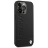 BMW BMHCP14LSLLBK Funda para Apple iPhone 14 Pro, Leather Stamp, negra