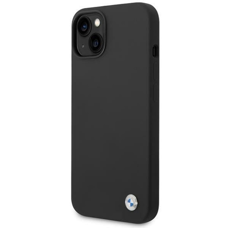 Funda BMW BMHCP14MSILBK para Apple iPhone 14 Plus / 15 Plus, Silicona Metal Logo, negra