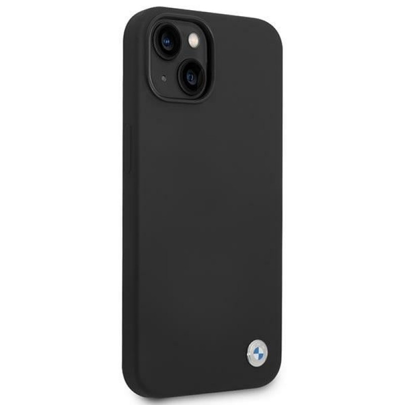 Funda BMW BMHCP14MSILBK para Apple iPhone 14 Plus / 15 Plus, Silicona Metal Logo, negra