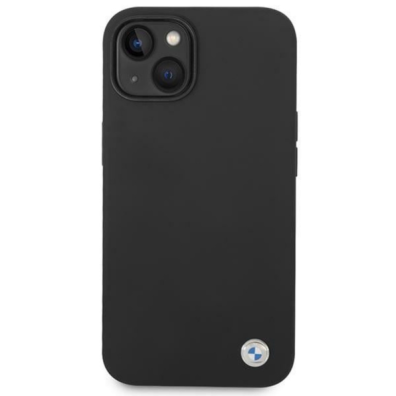 Funda BMW BMHCP14SSILBK para Apple iPhone 14, Silicona Metal Logo, negra