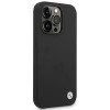 Funda rígida BMW BMHCP14XSILBK Silicone Metal Logo para Apple iPhone 14 Pro Max 6.7", negra