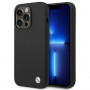 Funda BMW BMHCP14LSILBK para Apple iPhone 14 Pro, Silicone Metal Logo, negra