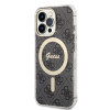 Guess GUBPP13LH4EACSK Conjunto funda + cargador inalámbrico para Apple iPhone 13 Pro, funda rígida negra 4G Print MagSafe