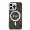 Guess GUBPP13LH4EACSK Conjunto funda + cargador inalámbrico para Apple iPhone 13 Pro, funda rígida negra 4G Print MagSafe