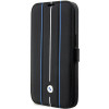 Funda tipo libro BMW BMBKP14L22RVSK Leather Stamp Blue Lines para Apple iPhone 14 Pro 6.1", negra