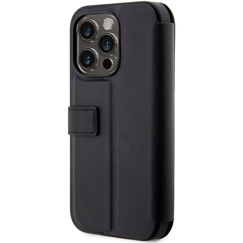 Funda tipo libro BMW BMBKP14L22RVSK Leather Stamp Blue Lines para Apple iPhone 14 Pro 6.1", negra