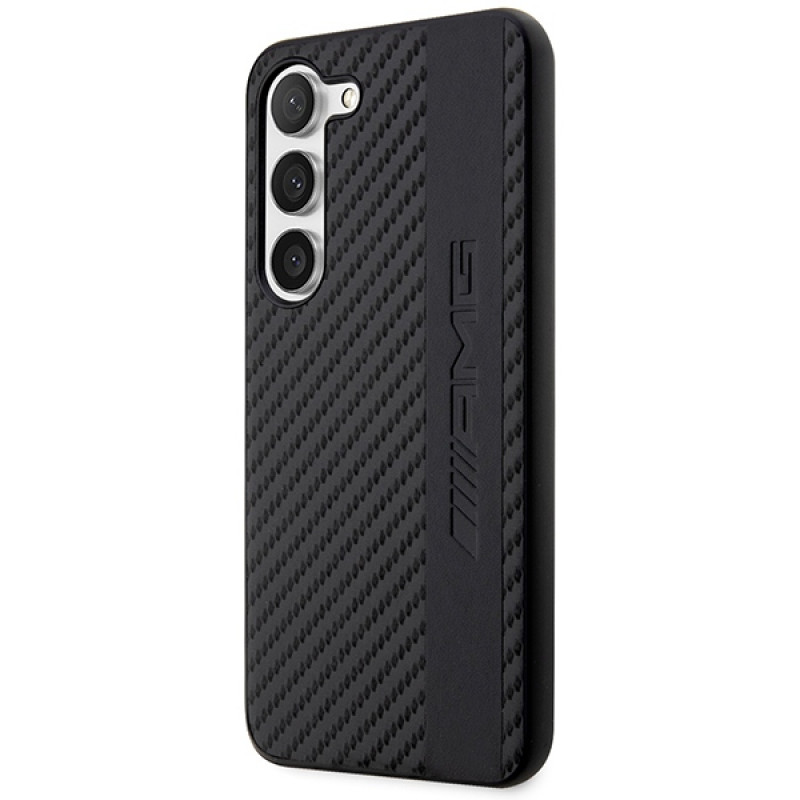 Mercedes-AMG AMHCS23SBLSCA funda rígida Carbon Stripe & Embossed para Samsung Galaxy S23 (S911), negra