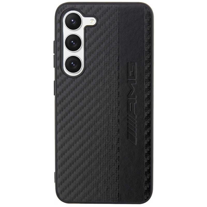 Mercedes-AMG AMHCS23SBLSCA funda rígida Carbon Stripe & Embossed para Samsung Galaxy S23 (S911), negra