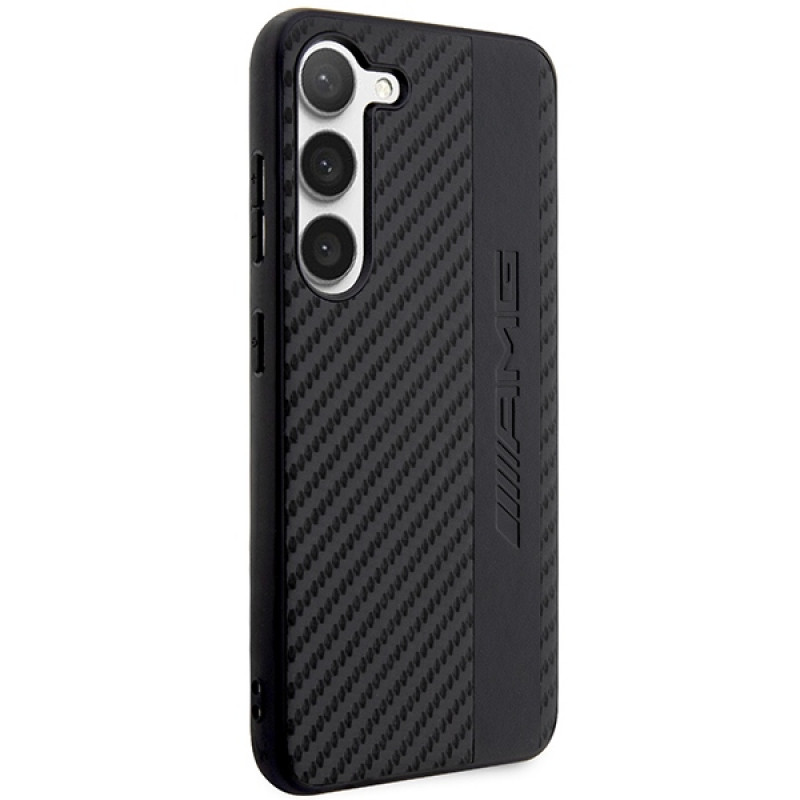 Mercedes-AMG AMHCS23SBLSCA funda rígida Carbon Stripe & Embossed para Samsung Galaxy S23 (S911), negra