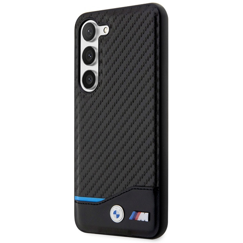 Funda rígida BMW BMHCS23M22NBCK Leather Carbon para Samsung Galaxy S23+ (S916), negra