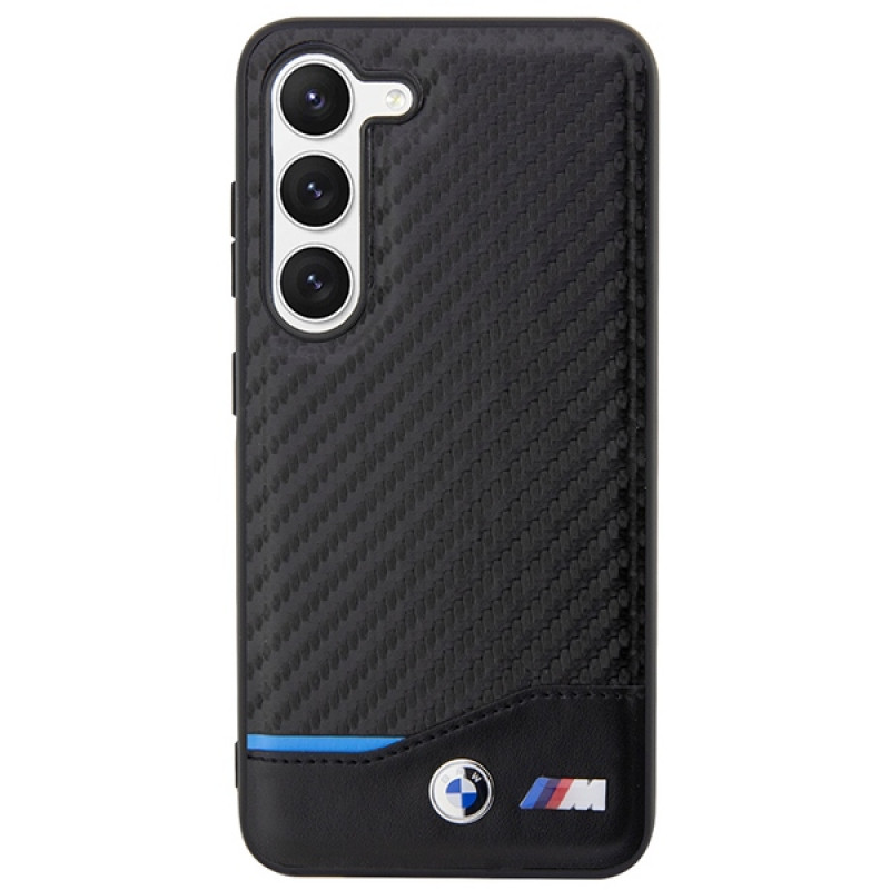 Funda rígida BMW BMHCS23M22NBCK Leather Carbon para Samsung Galaxy S23+ (S916), negra