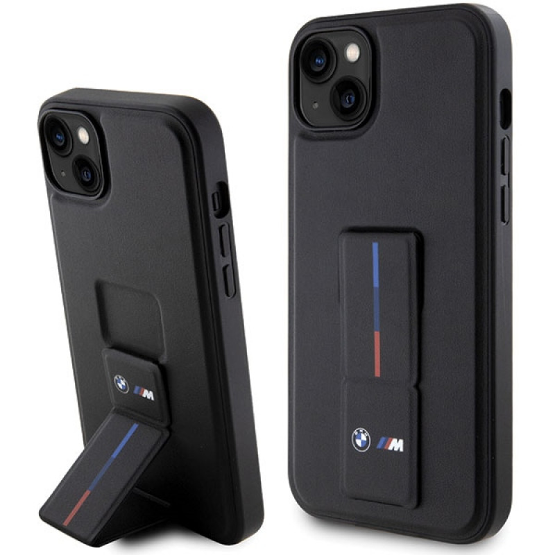 Funda BMW Grip Stand Hot Stamp para Apple iPhone 14 / 15 / 13, negra