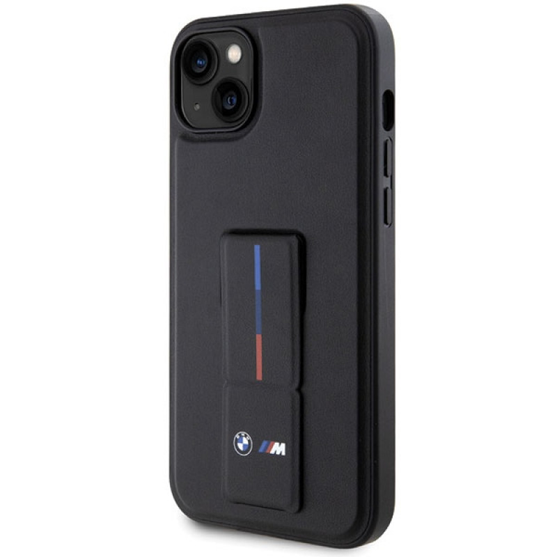 Funda BMW Grip Stand Hot Stamp para Apple iPhone 14 / 15 / 13, negra
