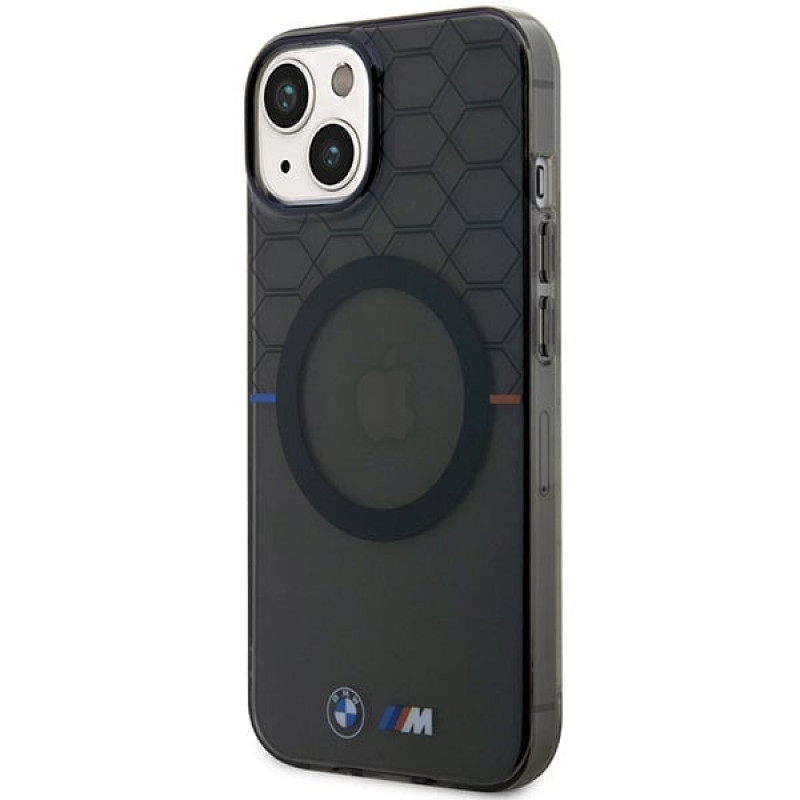 Funda rígida BMW BMHMP14SHGPK Pattern MagSafe para Apple iPhone 14, gris