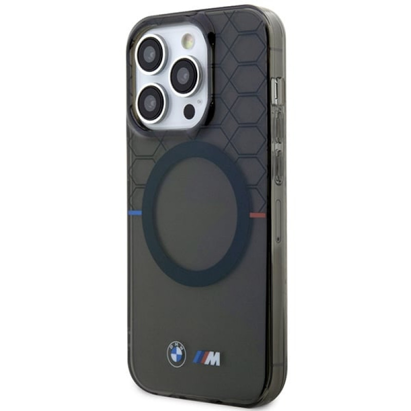 Funda rígida BMW BMHMP14LHGPK Pattern MagSafe para Apple iPhone 14 Pro, gris