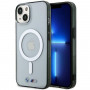 Funda rígida BMW BMHMP14MHCRS Silver Ring MagSafe para Apple iPhone 14 Plus / 15 Plus, transparente