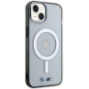 Funda rígida BMW BMHMP14MHCRS Silver Ring MagSafe para Apple iPhone 14 Plus / 15 Plus, transparente