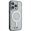 Funda rígida BMW BMHMP14LHCRS Silver Ring MagSafe para Apple iPhone 14 Pro, transparente