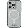 Funda rígida BMW BMHMP14XHCRS Silver Ring MagSafe para Apple iPhone 14 Pro Max, transparente