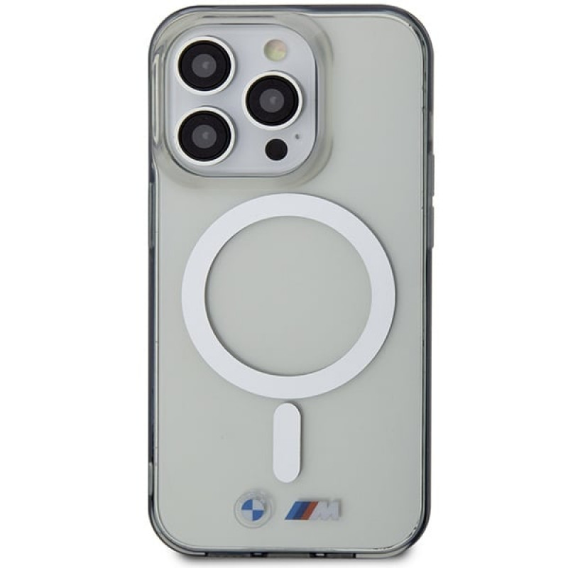Funda rígida BMW BMHMP14XHCRS Silver Ring MagSafe para Apple iPhone 14 Pro Max, transparente
