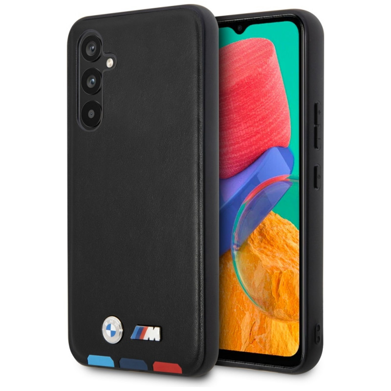 Funda rígida BMW BMHCSA5422PTDK Leather Stamp Tricolor para Samsung Galaxy A54 (A546), negra