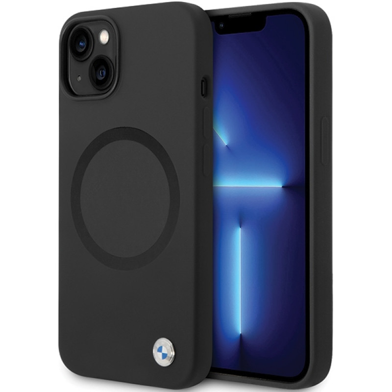 Funda BMW BMHMP14SSILBK2 Signature Liquid Silicone MagSafe para Apple iPhone 14, negra