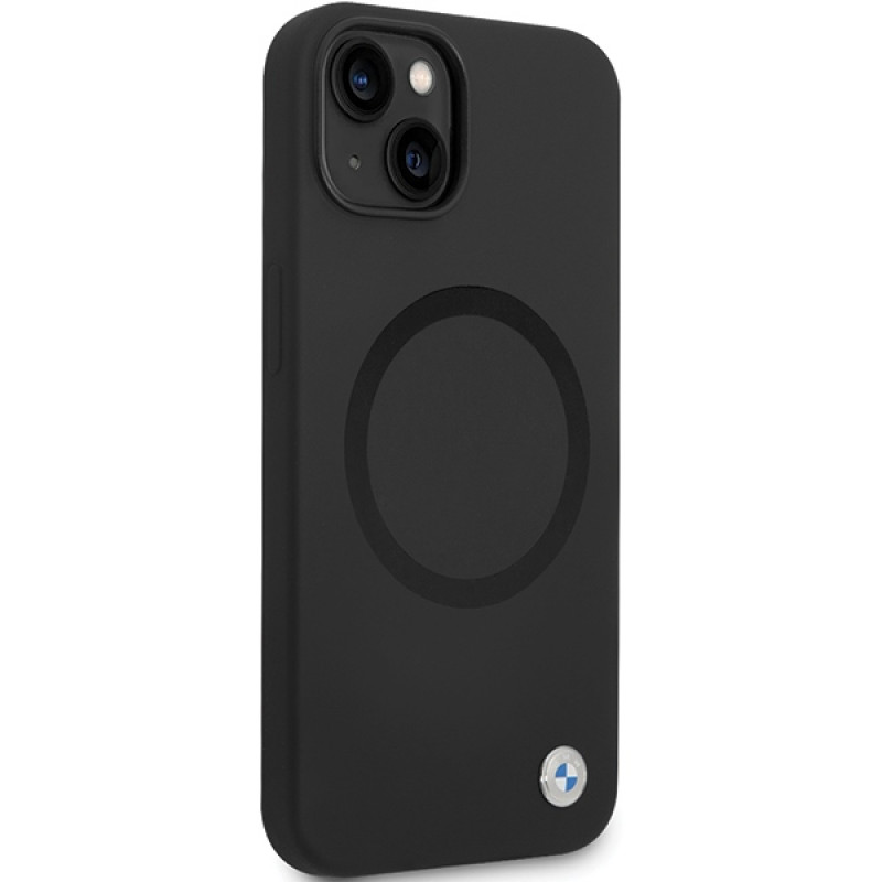 Funda BMW BMHMP14SSILBK2 Signature Liquid Silicone MagSafe para Apple iPhone 14, negra