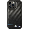 Funda rígida BMW BMHCP13X22NBCK Leather Carbon para Apple iPhone 13 Pro Max, negra