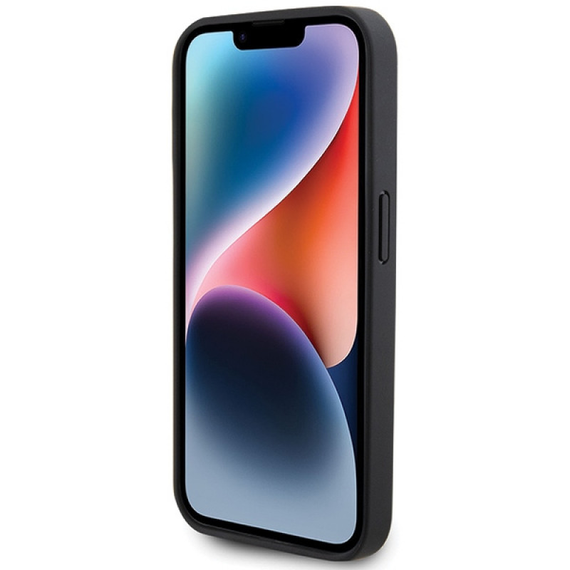 Funda acolchada de piel BMW BMHCP15X22RQDK para Apple iPhone 15 Pro Max, negra