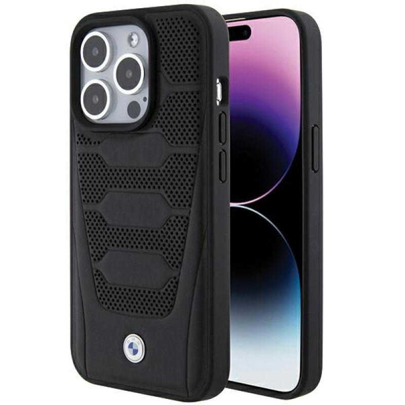 Funda rígida BMW BMHCP15X22RPSK Leather Seats Pattern para Apple iPhone 15 Pro Max, negra