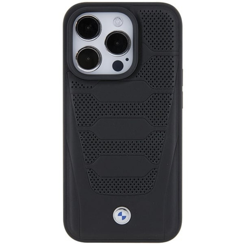 Funda rígida BMW BMHCP15X22RPSK Leather Seats Pattern para Apple iPhone 15 Pro Max, negra